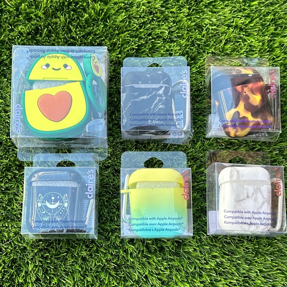 Claire's Lots AirPods Cases - Green, Yellow, Black, and Brown Designs